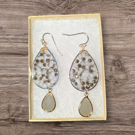 Cobblestone beaded drop earrings.